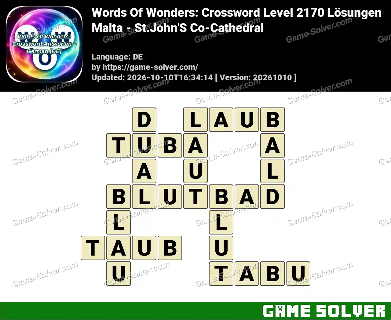 Words Of Wonders: Crossword Level 2170 Lösungen – Malta – St.John’S Co-Cathedral